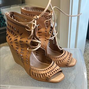Jeffrey Campbell Tan Cutout Wedges